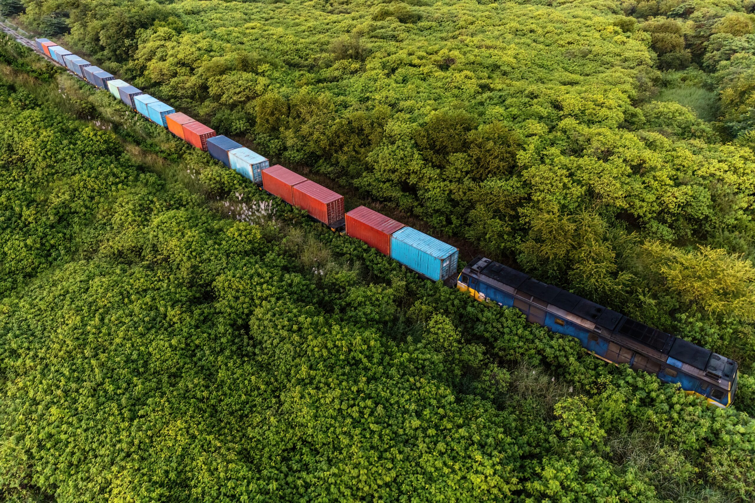 Birdseye View of Intermodal Train